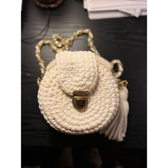 Handbags - Handmade crochet white mini bag‎ hand knitted shoulder purse